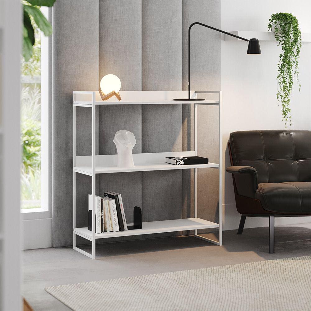 Buffet Aparador Industrial 3 Prateleiras Córdoba 95cm Branco