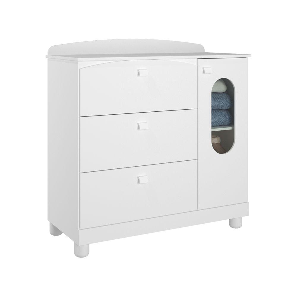 Cômoda Bebê Permobili Fofura 03 gavetas 01 porta MDF