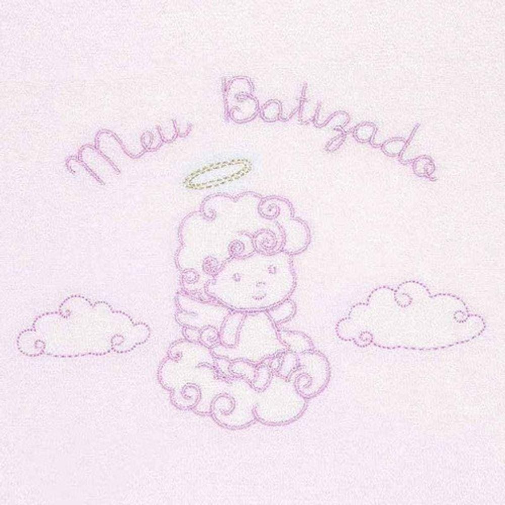 Toalha Meu Batizado Atoalhado Rosa Classic For Baby Cor Rosa