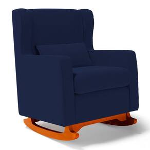 Poltrona de Amamentação e Descanso Zoe com Base Balanço Sintético Azul Marinho - Desk Design
