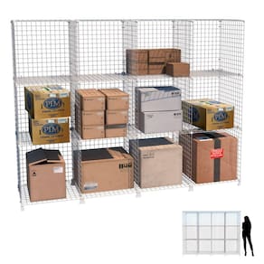 Estante de Aço Aramado 12 Nichos com 60cm Casulos Grandes Prateleira Estoque Depósito 1,85m Branco