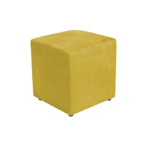 Puff Quadrado para Sala Decorativa Dado Confort Tecido Suede Cor Amarelo - Decorar