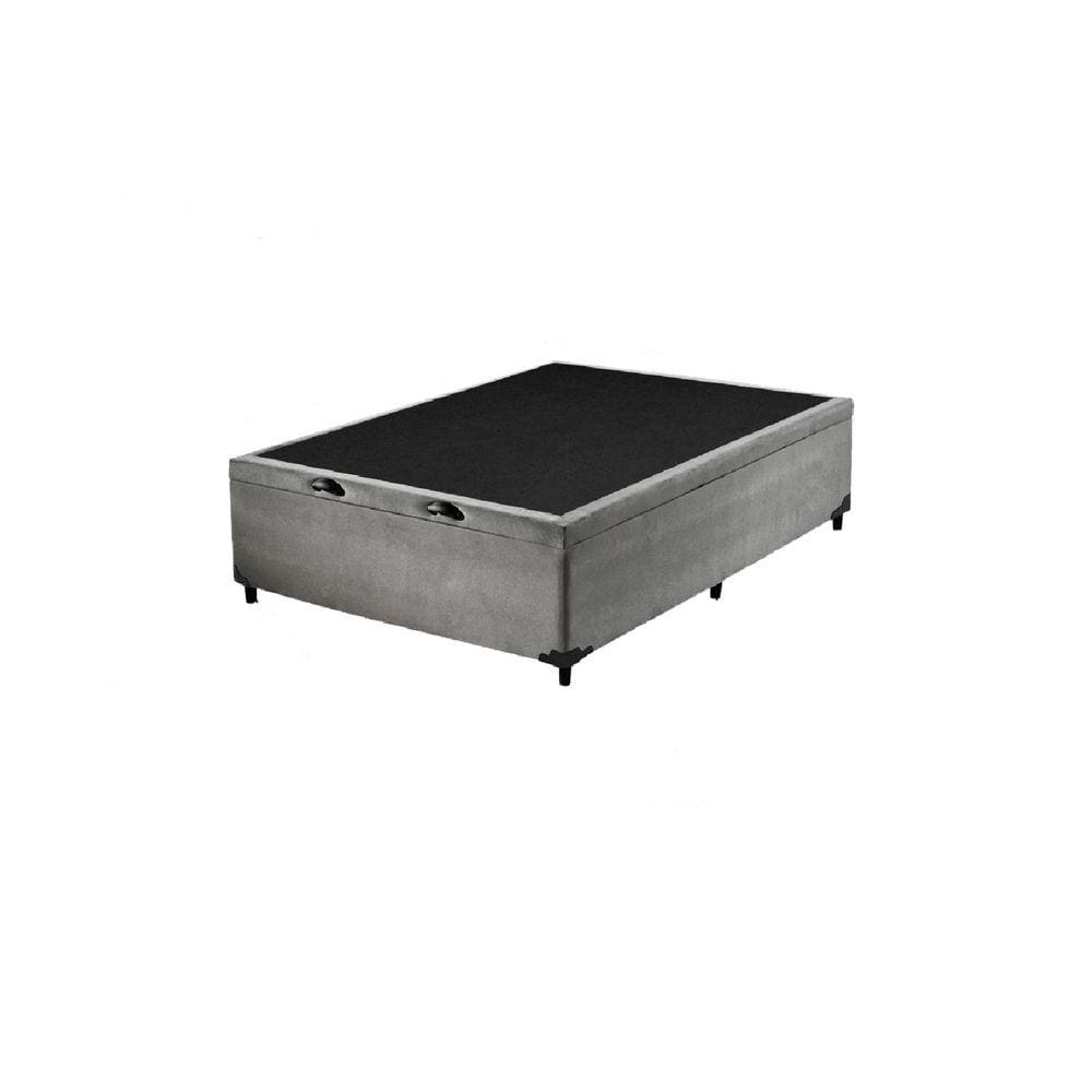 Cama Box Baú Casal Blindado Suede Cinza