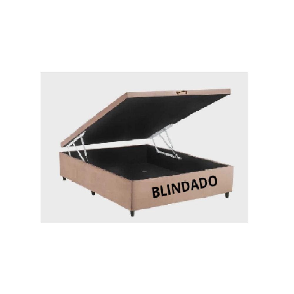 Cama Box Baú Casal Blindado Suede Rosé