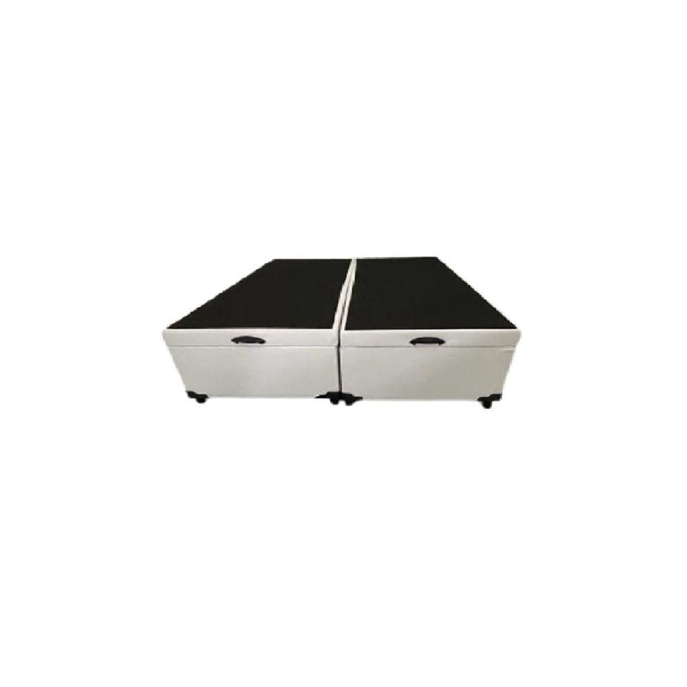 Cama Box Baú King Bipartido Sintético Branco Com Pistão A Gás