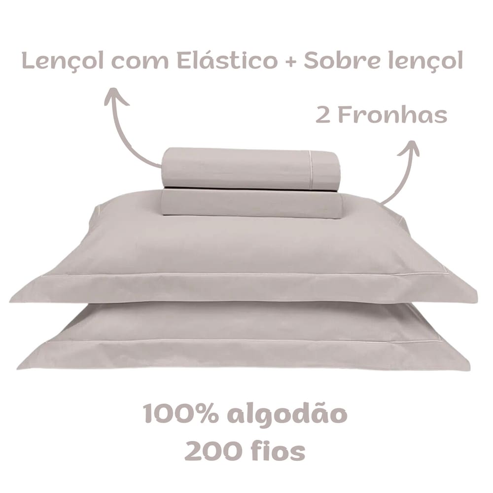 Jogo de Lençol Cama Casal 4 peças 200 Fios Reffinata Color