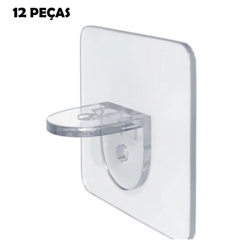 Kit 12 Unidades De Mão Francesa Adesiva Para Prateleira