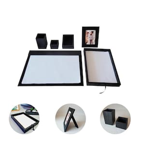 Kit Organizador 6 Pçs Organizador de Mesa Escritório Porta Lápis Clips Risque A3 e Bandeja Papel A4