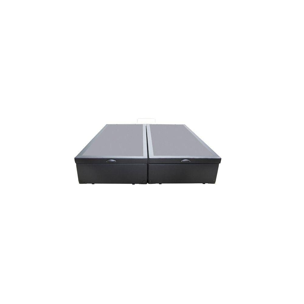 Cama Box Baú Queen Bipartido Sintético Cinza Com Pistão A Gás