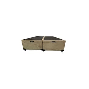 Cama Box Baú Queen Bipartido Suede Bege Com Pistão A Gás
