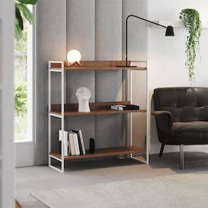 Aparador Industrial 3 Prateleiras Córdoba 95cm Branco e Carvalho