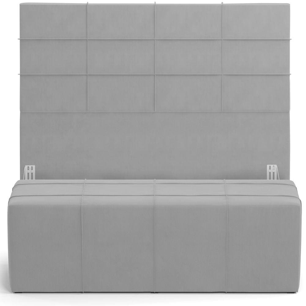 Kit Cabeceira Cama Box King 195cm com Calçadeira Roma W01 Suede Cinza- Lyam