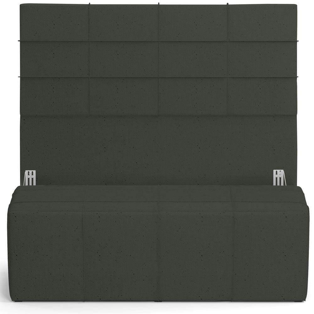 Kit Cabeceira Cama Box Queen 160cm com Calçadeira Roma W01 Linho Verde Musgo- Lyam