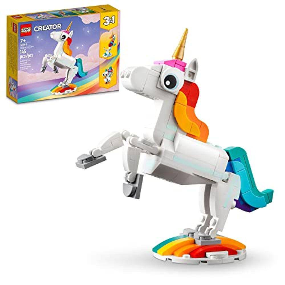 LEGO Creator 3 em 1 Brinquedo Mágico Unicórnio para Cavalo Marinho para Ervilha