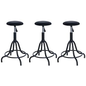 Kit 3 Banquetas Estofadas Cozinha Industrial Loft Giratória West Preto