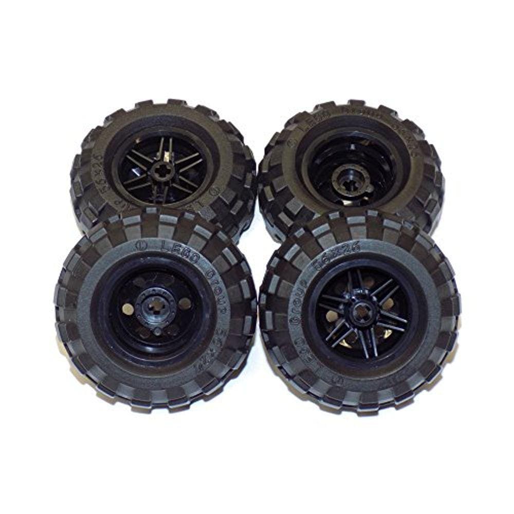 Peças e peças LEGO: Grande Pneu Preto e Pacote de Roda Preta - 8 Peças