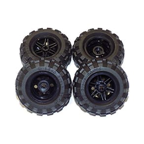 Peças e peças LEGO: Grande Pneu Preto e Pacote de Roda Preta - 8 Peças