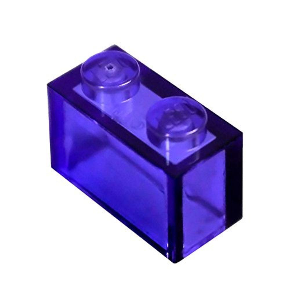 Peças e peças LEGO: roxo transparente (violeta azulado brilhante) 1x2 tijolo x50