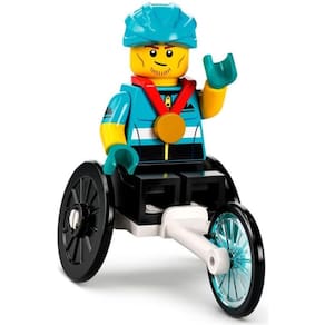 Minifigura LEGO Série 22: Piloto de cadeira de rodas com capa azul bônus (71032)