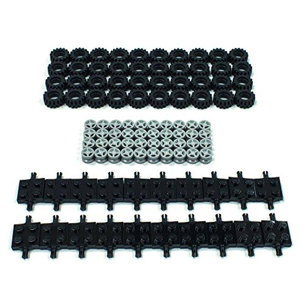 Lote Lego Tire, Roda e Eixo Quadrado - 100 Peças