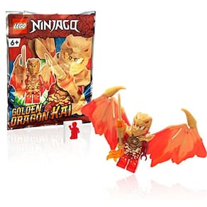 LEGO NINJAGO Minifigura Cristalizada - Kai (Dragão Dourado) com Asas e Espada de Fogo de Ouro