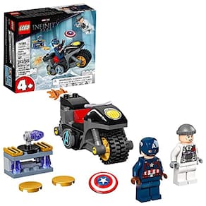 Kit de construção colecionável LEGO Marvel Capitão América e Hydra Face-Off 76189; Conjunto Capitão América e motocicleta; Novo 2021 (49 peças)