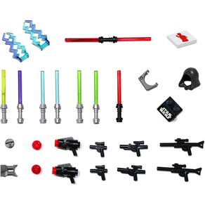 LEGO Star Wars Accessory and Weapons Pack - 8 sabres de luz, 8 blasters, 2 estandes de exibição e mais