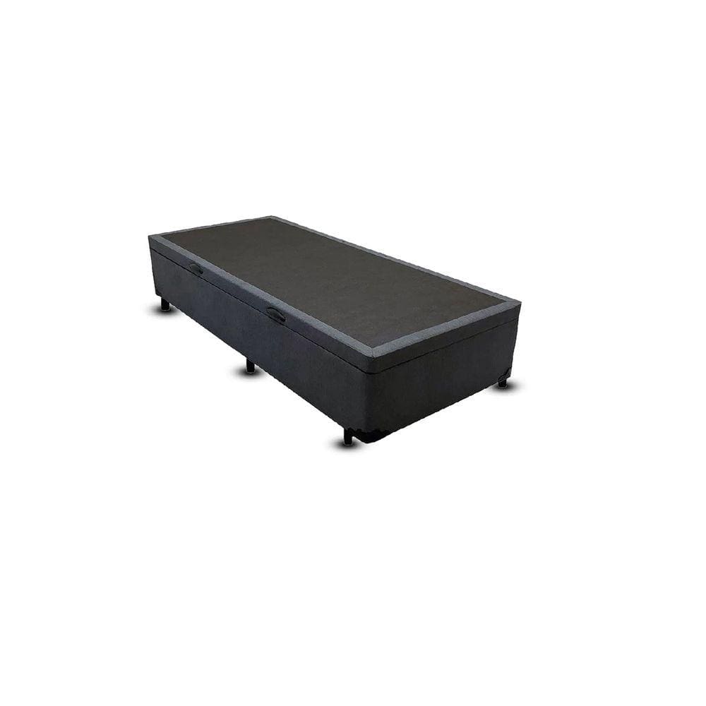 Cama Box Baú Solteiro Blindado Linhão Preto com pistão a gas