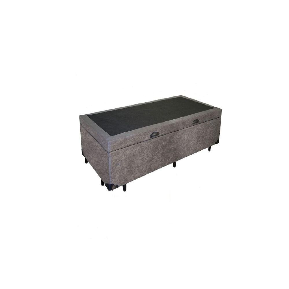 Cama Box Baú Solteiro Blindado Suede Cinza