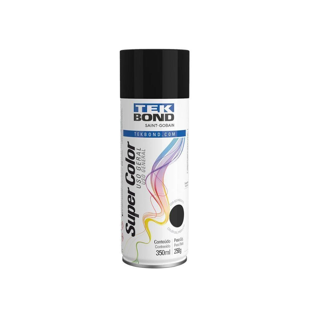 Tinta Aerossol Uso Geral 350ml - Tekbond Preto Fosco