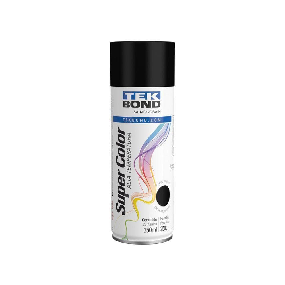 Tinta Aerossol Alta Temperatura 350ml - Tekbond Preto Fosco