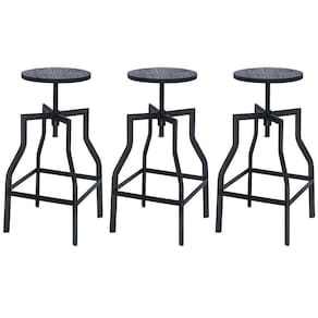 Kit 3 Banquetas Altas Retro Loft Bancada Industrial Turner Preto