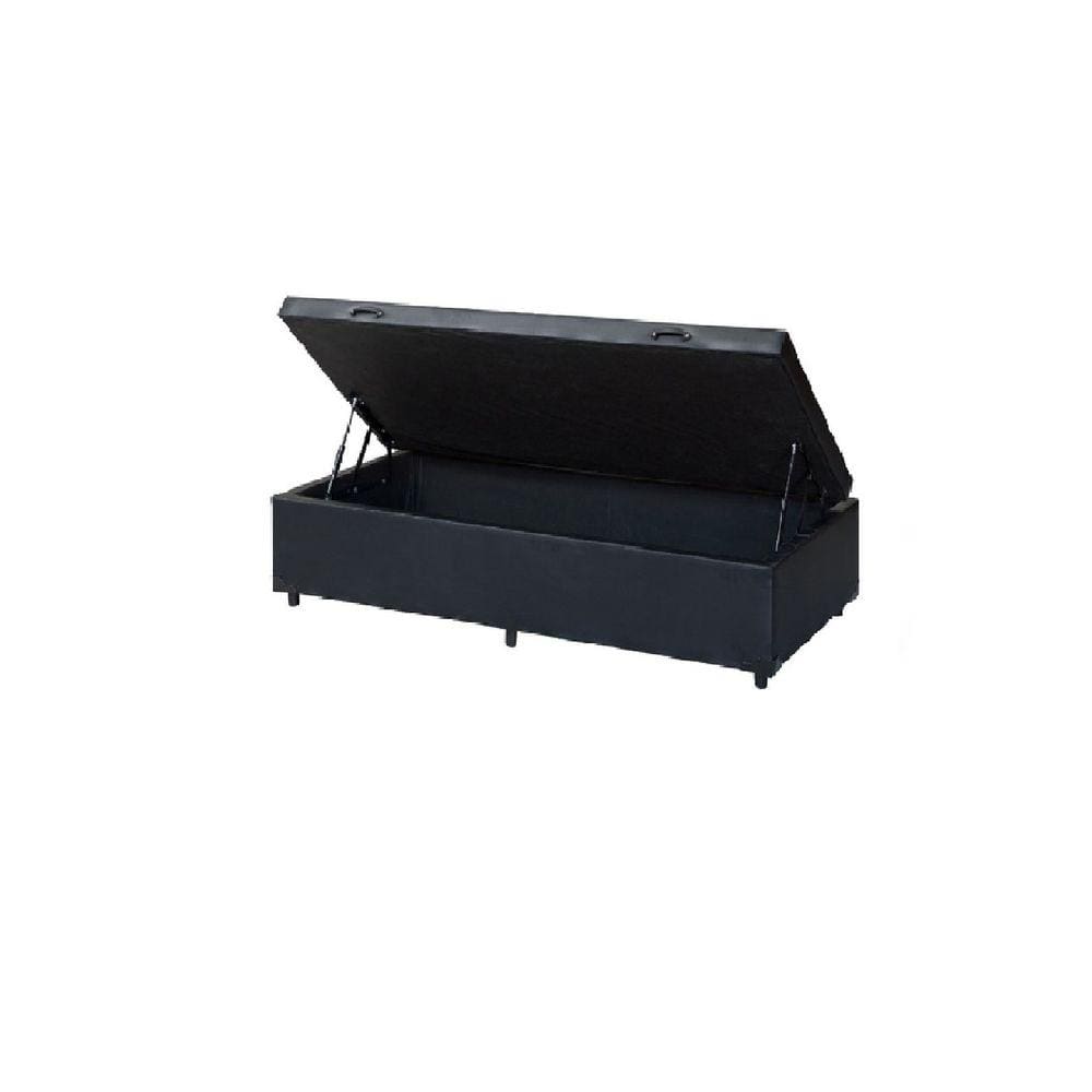 Cama Box Baú Solteirão King Blindado Sintético Preto 203X96X44 Cm