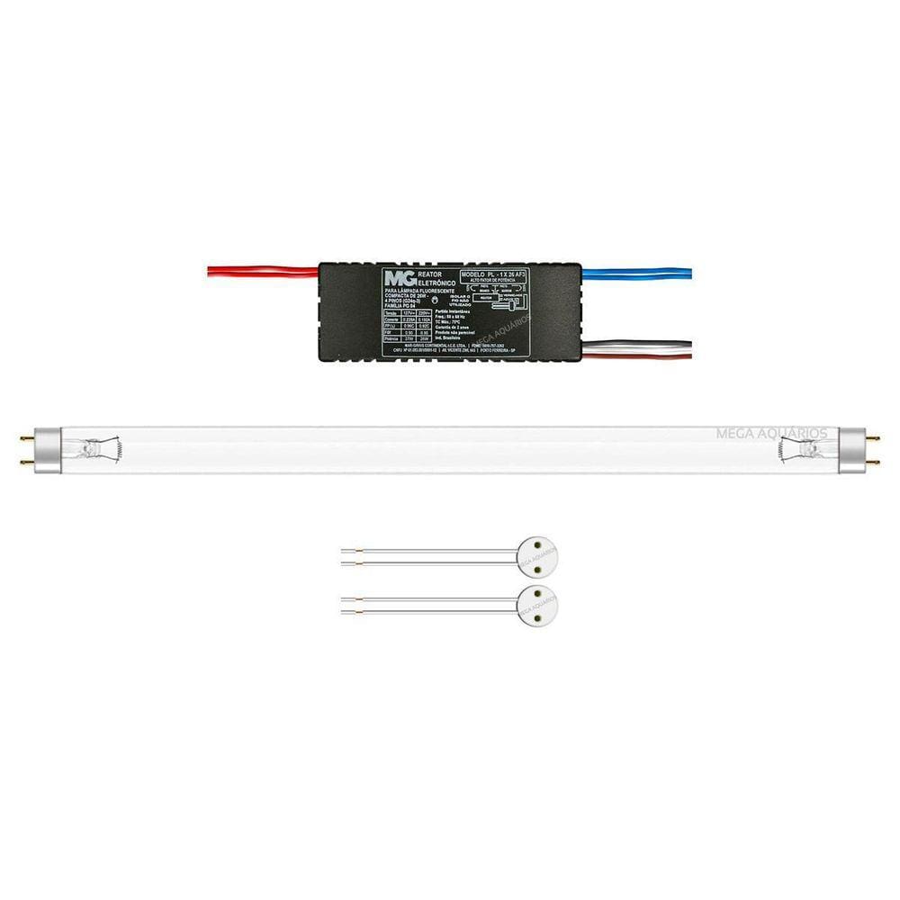 Kit Lâmpada Uv 25W Ultravioleta Tubular + Reator + Soquetes