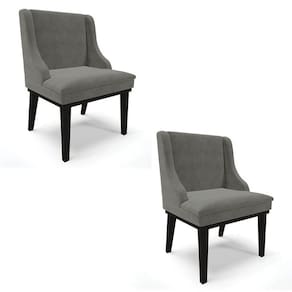 Kit 2 Cadeiras Estofadas Para Sala De Jantar Base Fixa De Madeira Preto Lia Suede Grafite - Ibiza