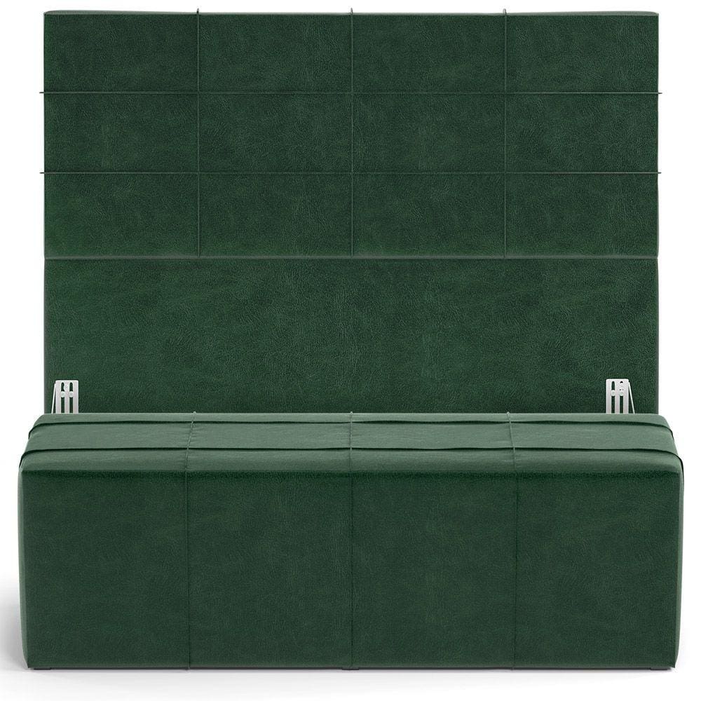 Kit Cabeceira Cama Box King 195cm com Calçadeira Roma W01 Couríssimo Verde- Lyam