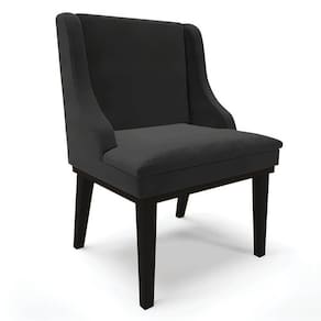 Cadeira Estofada Para Sala De Jantar Base Fixa De Madeira Preto Lia Veludo Preto