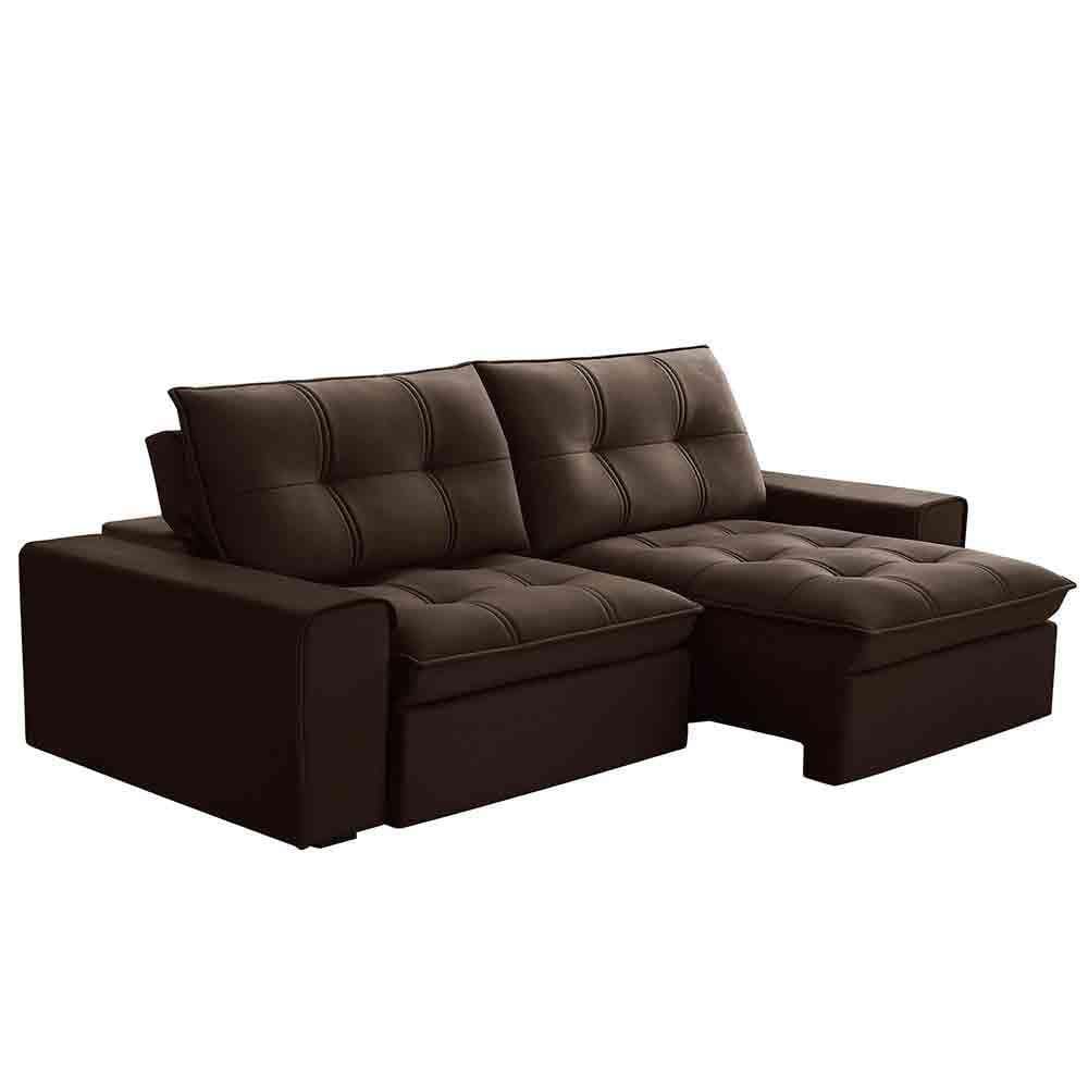 Sofá Retrátil Reclinável 3 Lugares 230Cm Argon F05 Veludo Marrom