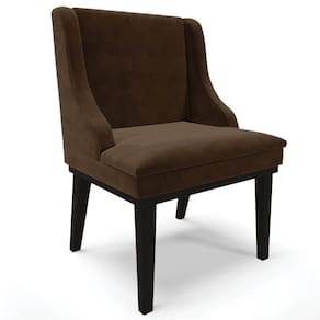Cadeira Estofada Para Sala De Jantar Base Fixa De Madeira Preto Lia Suede Marrom