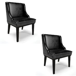 Kit 2 Cadeiras Estofadas Base Fixa De Madeira Preto Lia Sintético Premium Preto