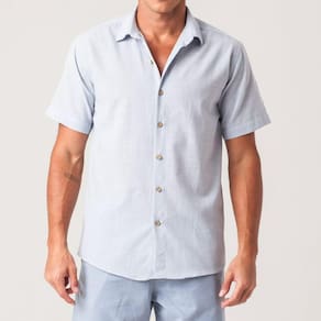 Camisa Masculina Slim Flamê Manga Curta Azul Claro Zune