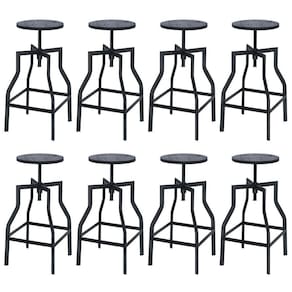 Kit 8 Banquetas Altas Retro Loft Bancada Industrial Turner Preto