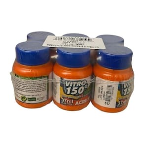 Kit Com 6 Verniz Vitro 150 Laranja 517 Acrilex 37Ml