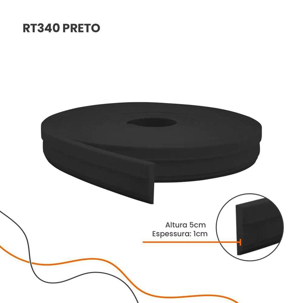 Rodateto Eva Autocolante 5Cm Rt34 Preto 10 Metros Meurodapé