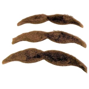 Kit 3Un Bigode Falso Marrom Castanho De Pelúcia Fantasia