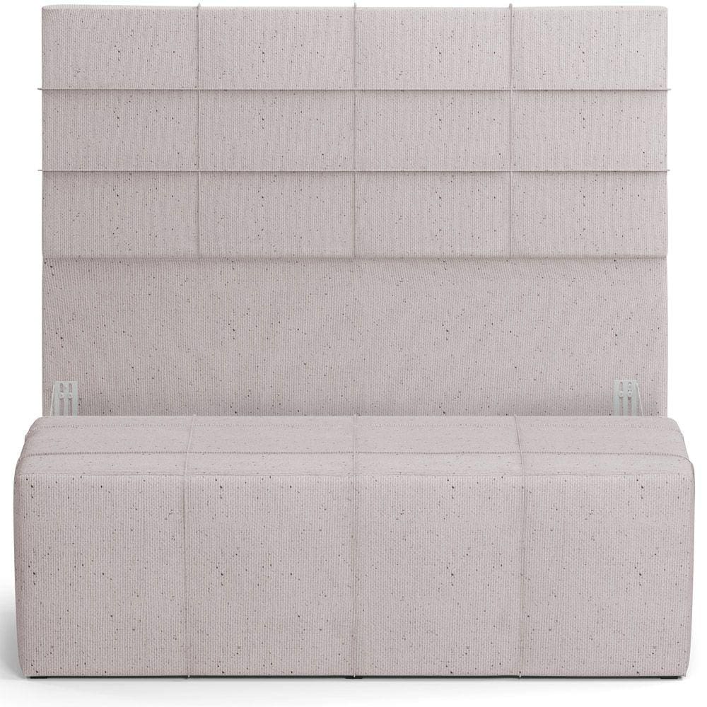 Kit Cabeceira Cama Box King 195cm com Calçadeira Roma W01 Linho Bege- Lyam