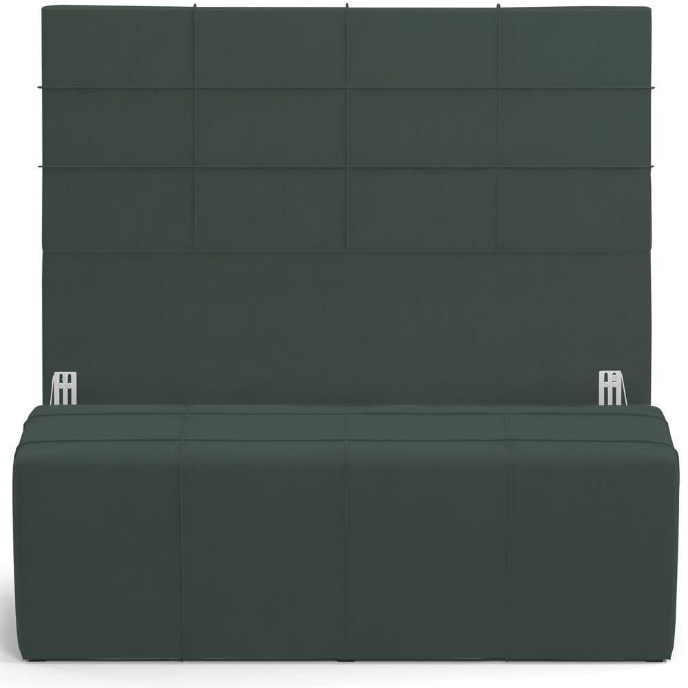 Kit Cabeceira Cama Box Queen 160cm com Calçadeira Roma W01 Suede Verde Musgo- Lyam