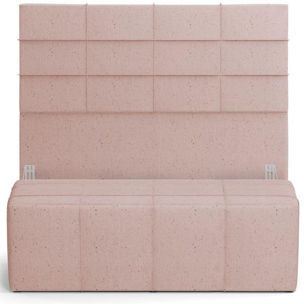 Kit Cabeceira Cama Box Queen 160cm com Calçadeira Roma W01 Linho Rosê- Lyam