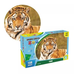 Quebra Cabeça Infantil Zoo Tigre Brinquedo Educativo 108 Pçs