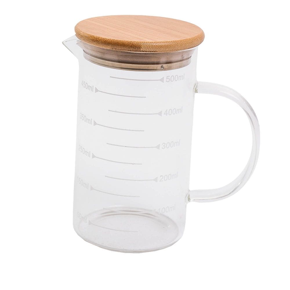Jarra De Vidro Com Medida E Tampa De Bambu 500Ml - Oikos
 U